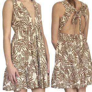 House of Harlow 1960 Tie Open Back Tropical Mini A Line Dress M
